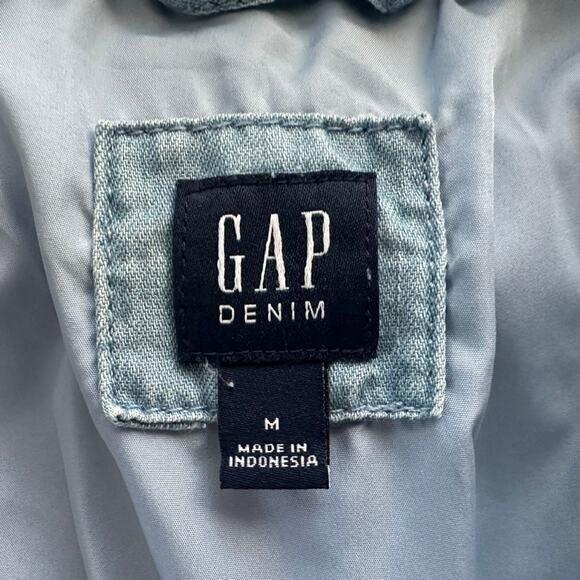 GAP Girls Denim Crop Puffer Coat Size Medium Short - Picture 4 of 7